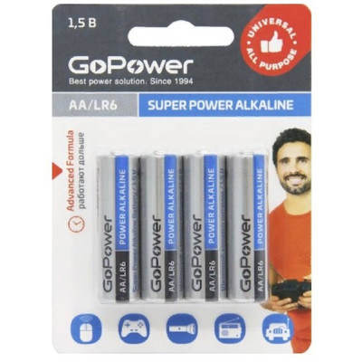 Батарейка go power lr6 aa bl4 1.5v