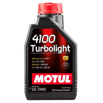 Масло мотор. motul 4100 turbolight 10w40 п/синт. 1л